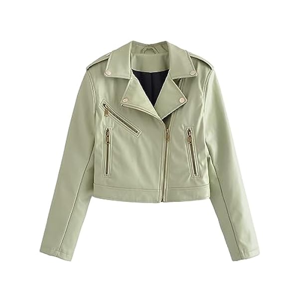 Adhdyuud Vrouwen Herfst Casual Pu Faux Lederen Jas Jas Slanke Rits Zakken Korte Biker Uitloper